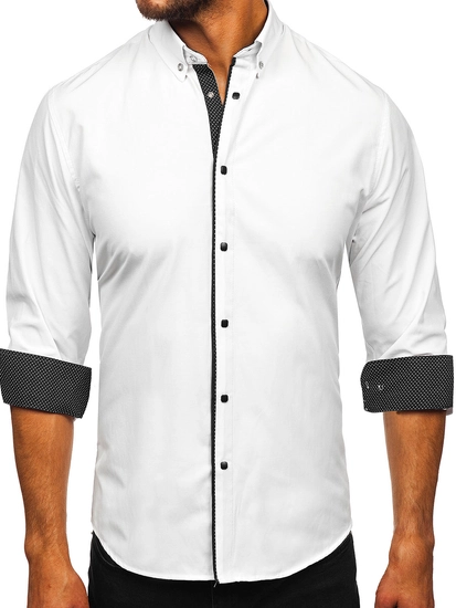 Herr Elegant Långärmad Skjorta Vit Bolf 17724
