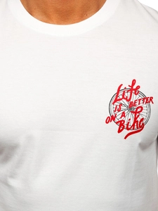 Herr Bomulls T-shirt med tryck Vit Bolf MPO3555