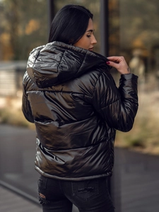 Dam Quiltad Vinterjacka med huva Svart Bolf 5M3193A2