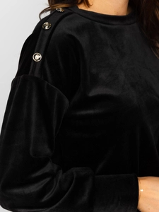 Dam 2-Delad Velour Träningsoverall Svart Bolf 642