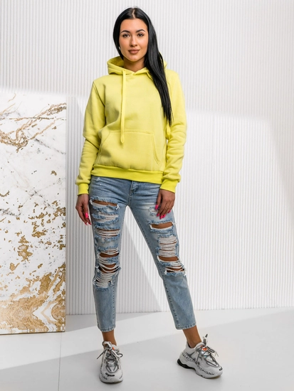 Dam Sweatshirt med känguruficka Gul-Neon Bolf W02A1