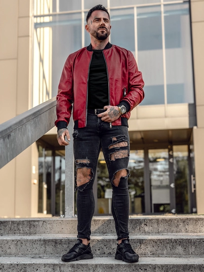 Herr Skinnjacka Bomber Röd Bolf 1147A