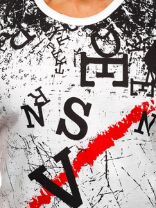 Herr Linne med tryck Vit Bolf 14826