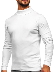 Herr Basic bomullströja med pikéhals Vit Bolf 535