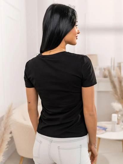 Dam T-shirt med tryck Svart Bolf 95T2515