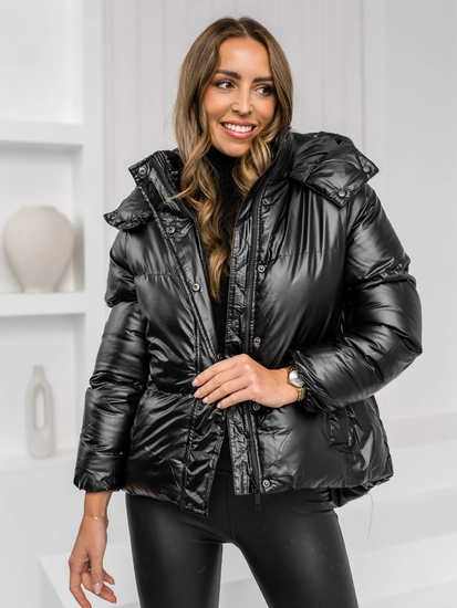 Dam Quiltad Vinterjacka med huva Svart Bolf 5M3185