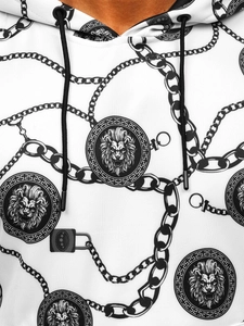 Herr Huvtröja med tryck Vit Bolf HM336