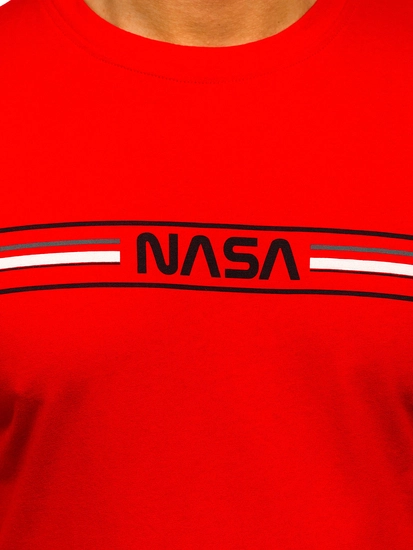 Herr Bomulls T-shirt med tryck Röd Bolf 5052