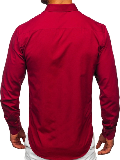 Herr Elegant Långärmad Skjorta Vinröd Bolf 5821-1