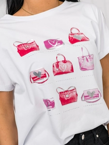 Dam T-shirt med tryck Vit Bolf 95T2531