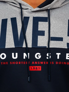 Herr Huvtröja med tryck Marinblå Bolf HY972