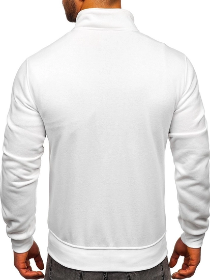 Herr Sweatshirt med ståkrage och dragkedja Vit Bolf B2002