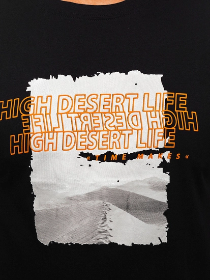 Herr Bomulls T-shirt med tryck Svart Bolf MPO3465