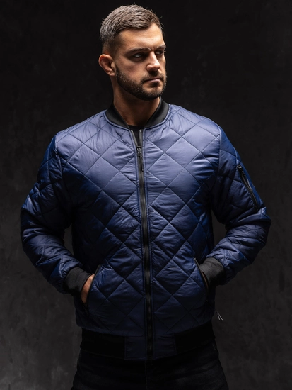 Herr Quiltad Lättvikts Bomberjacka Marinblå Bolf MY-01A1