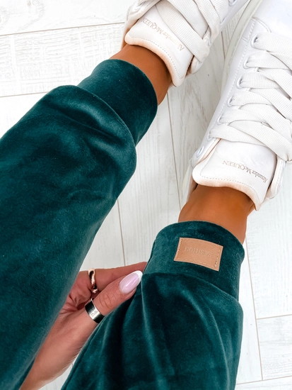 Dam 2-Delad Velour Träningsoverall Mörkgrön Bolf 637