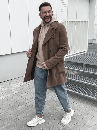 Herr Dubbelknäppt Vinterrock med hög krage Svart Bolf 1048B