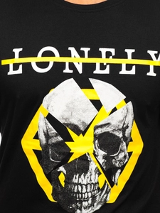 Herr T-shirt med tryck Svart Y70011