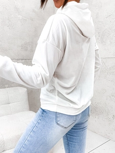 Dam Huvtröja i velour Ecru Bolf 8270