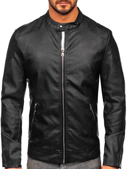 Herr Skinnjacka Bikermodell Svart Bolf 11Z8027