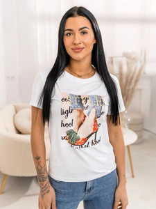 Dam T-shirt med tryck Vit Bolf 95T2506