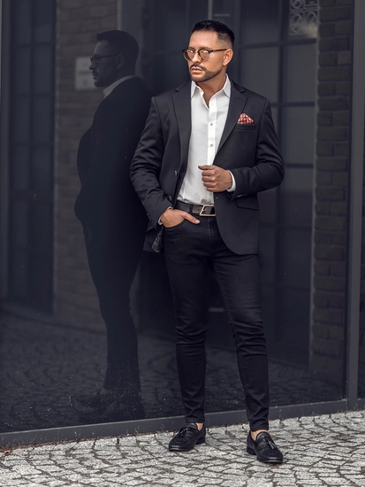 Herr Casual Kavaj Svart Bolf 24401