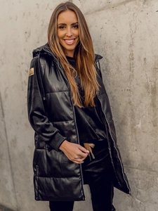 Dam Lång Quiltad Väst Svart Bolf AY756