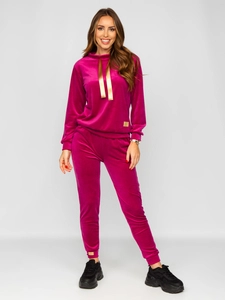 Dam 2-Delad Velour Träningsoverall Fuchsia Bolf 637
