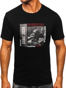 Herr Bomulls T-shirt med tryck Svart Bolf MPO3475