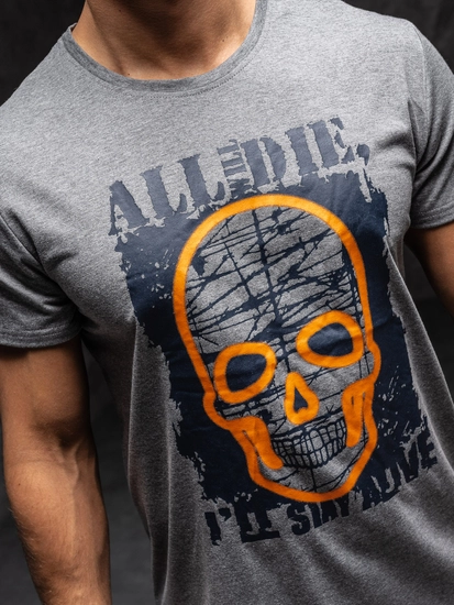 Herr T-shirt med tryck Antracitgrå Y70007