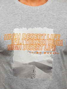 Herr Bomulls T-shirt med tryck Grå Bolf MPO3465