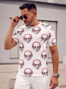 Herr T-shirt med tryck Vit Bolf 14919A