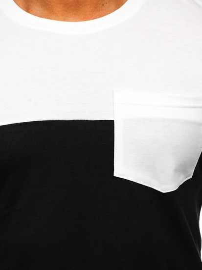 Herr Basic T-shirt med ficka Vit-Svart Bolf 8T91