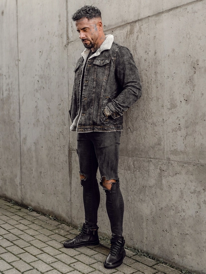 Herr Varm Jeansjacka Grafitgrå Bolf 1109