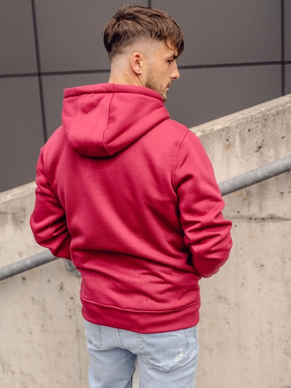 Herr Huvtröja med känguruficka Vinröd Bolf 2009A