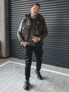 Herr Camo Quiltad Väst med huva Kaki Bolf 6876