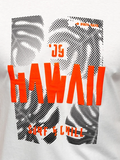 Herr Bomulls T-shirt med tryck Vit Bolf MPO3497