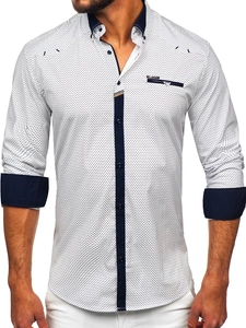 Herr Elegant Långärmad Skjorta Vit Bolf 19603