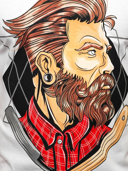 Herr Bomulls T-shirt med tryck Vit Bolf 143024