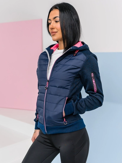 Dam Quiltad Lättviktsjacka med huva Marinblå Bolf KSW4001