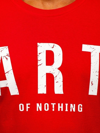 Herr Bomulls T-shirt med tryck Röd Bolf 1180