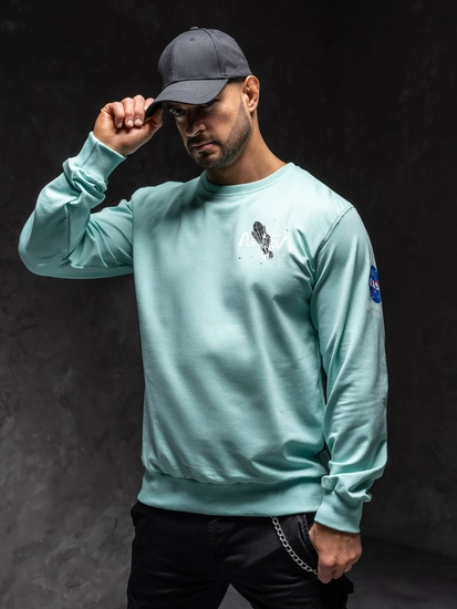 Herr Sweatshirt med tryck Mint Bolf 6476A1