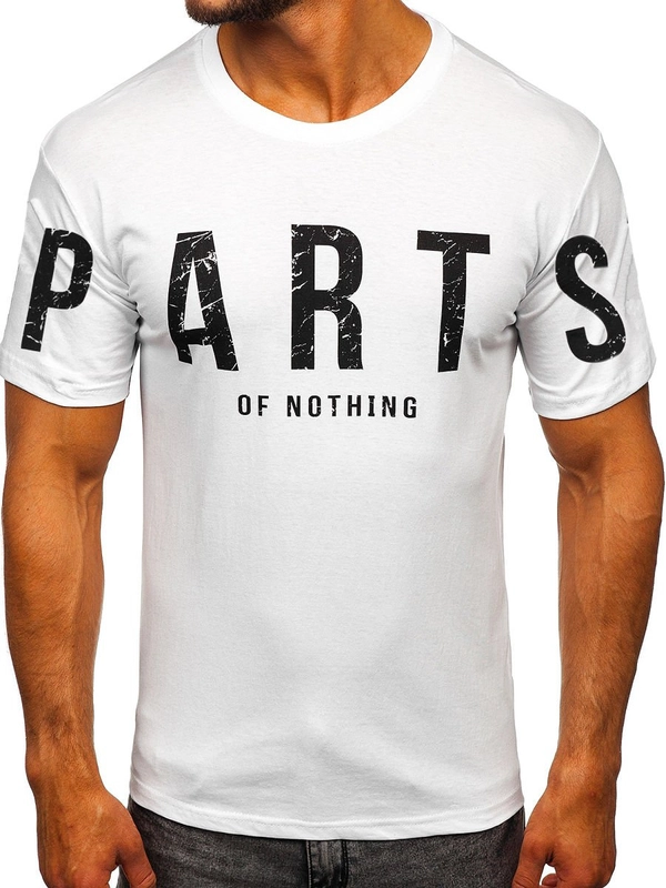 Herr Bomulls T-shirt med tryck Vit Bolf 1180