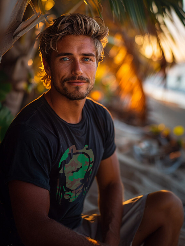 Herr Bomulls T-shirt med tryck Svart Bolf 192379A2