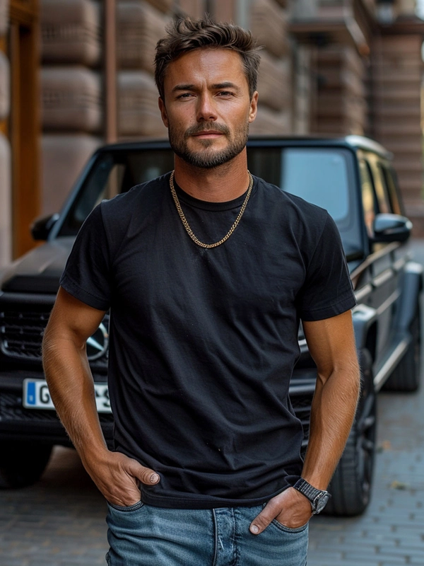 Herr Bomulls Basic T-shirt Svart Bolf 14291A2