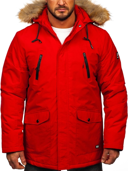 Herr Vinterparkas Alaska Röd Bolf WX032A