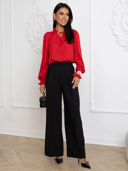 Dam Elegant blus med knytning Röd Bolf 546