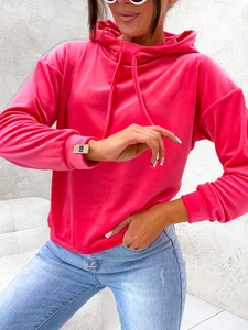 Dam Huvtröja i velour Fuchsia Bolf 8270