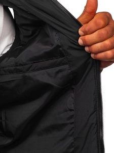 Herr Varm Quiltad Väst med huva Svart Bolf 7M805