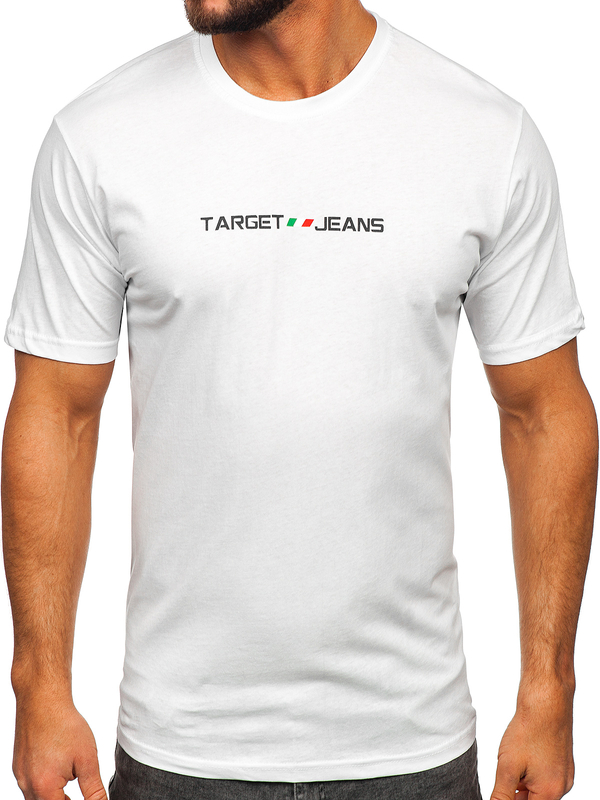 Herr Bomulls T-shirt med tryck Vit Bolf 14761