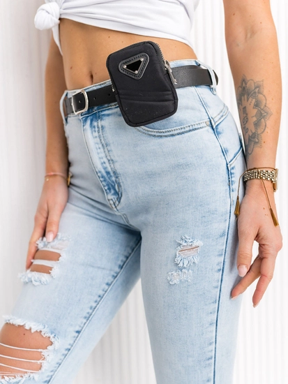 Dam Push Up Jeans med Bälte och väska Blå Bolf A20-2A